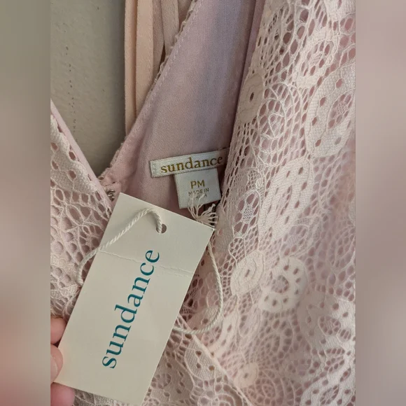 🌸Sundance Blush Pink Midi Lace Ruffle Dress - Picture 3 of 5